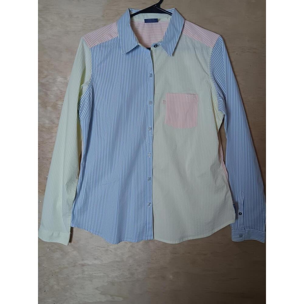 Columbia PFG Womens Stripe Button Shirt L Seersucker